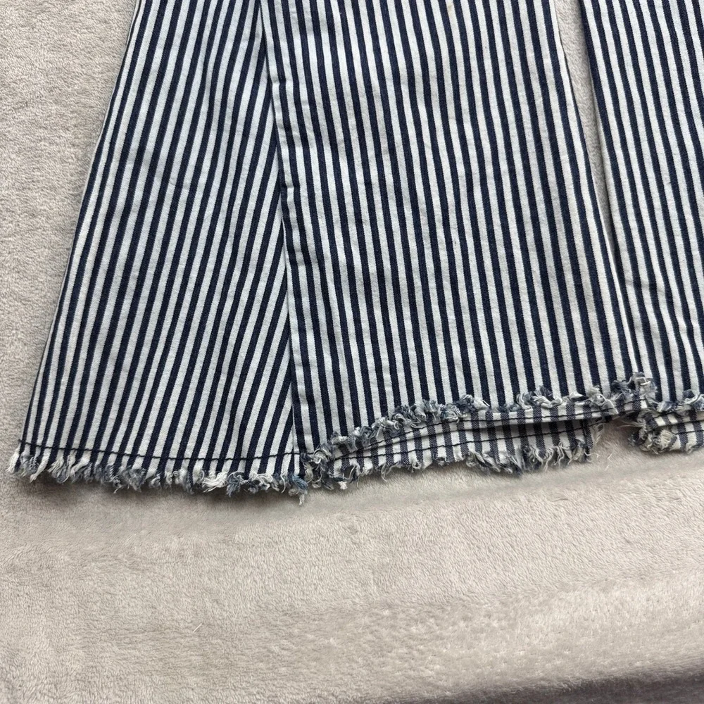 Saints & Hearts Bell Bottom Pants Womens S Navy White Striped Frayed Retro Boho